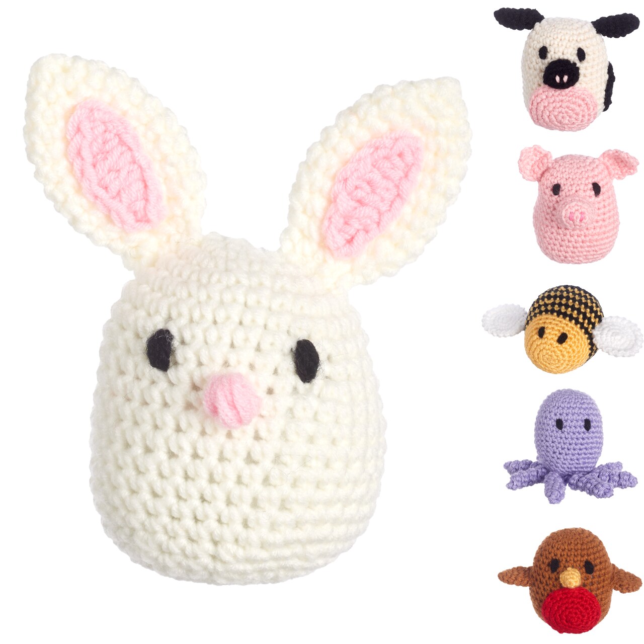 Leisure Arts Pudgies Animals Crochet Kit, Bunny, 3", Complete Crochet kit, Learn to Crochet Animal Starter kit for All Ages, Includes Instructions, DIY amigurumi Crochet Kits